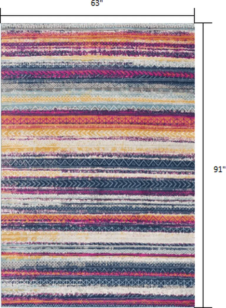Multicolor Irregular Striped Area Rug Photo 5