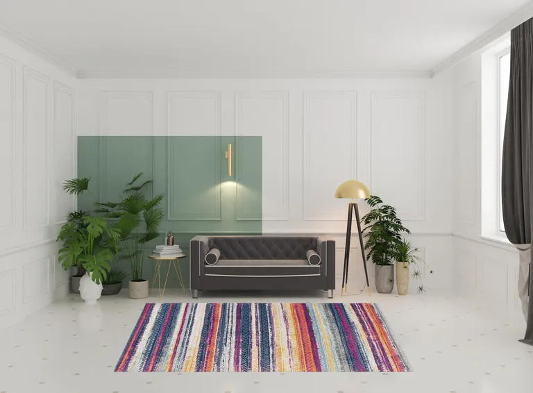 Multicolor Irregular Striped Area Rug Photo 3