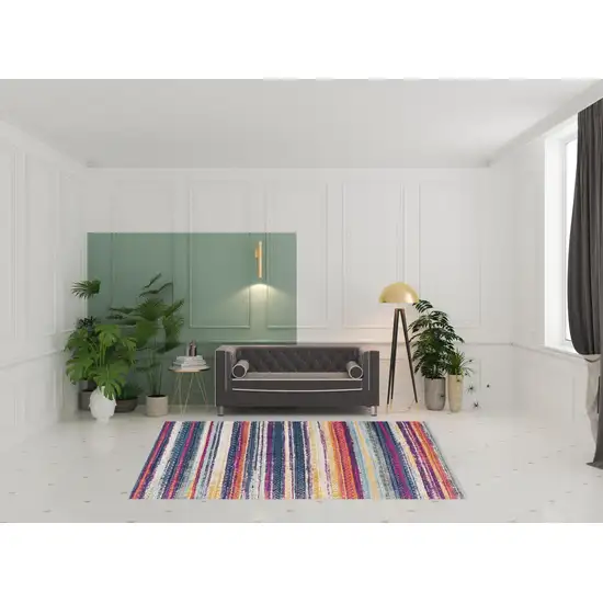 Multicolor Irregular Striped Area Rug Photo 3