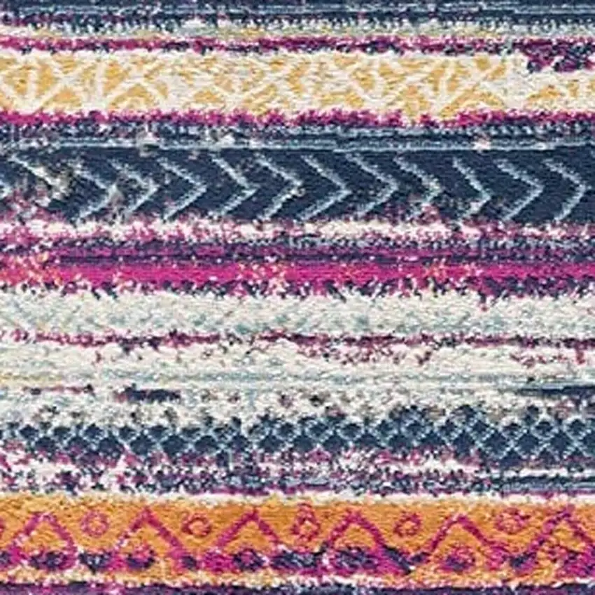 2' X 10' Multicolor Irregular Stripe Boho Runner Rug Photo 5