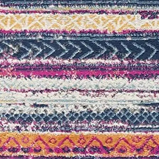 2' X 10' Multicolor Irregular Stripe Boho Runner Rug Photo 5