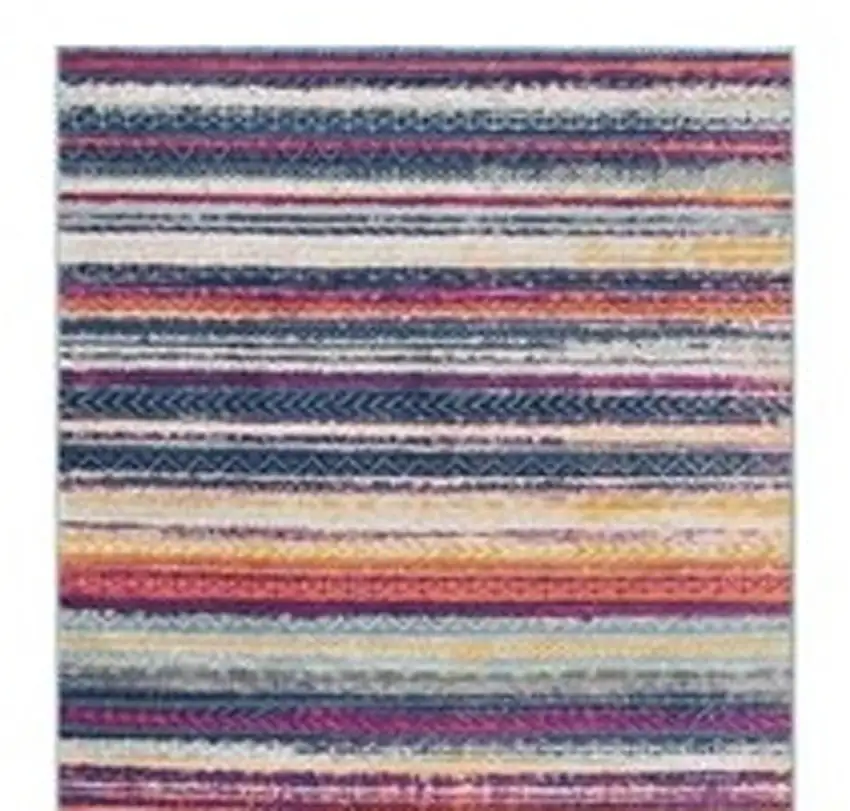 10' Blue And Ivory Striped Runner Rug Photo 7