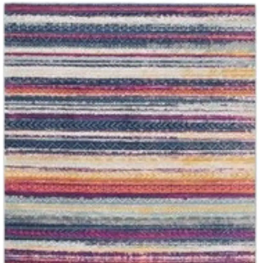 10' Blue And Ivory Striped Runner Rug Photo 4