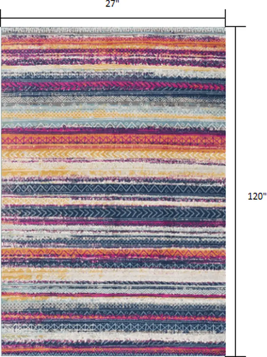 Multicolor Irregular Striped Runner Rug Photo 8
