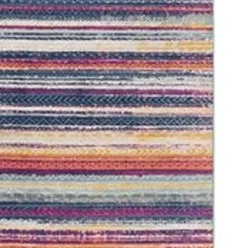 10' Blue And Ivory Striped Runner Rug Photo 6