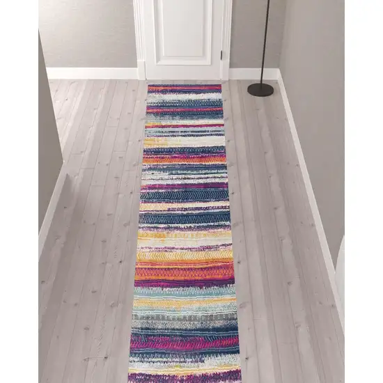 Multicolor Irregular Striped Runner Rug Photo 4