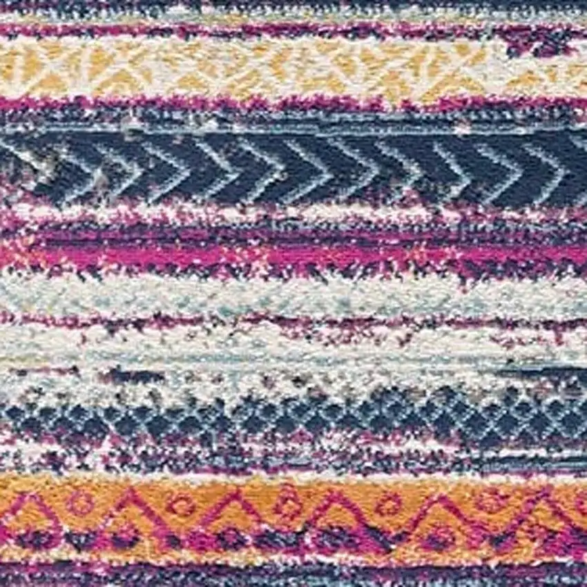 2' X 13' Multicolor Irregular Stripe Boho Runner Rug Photo 5