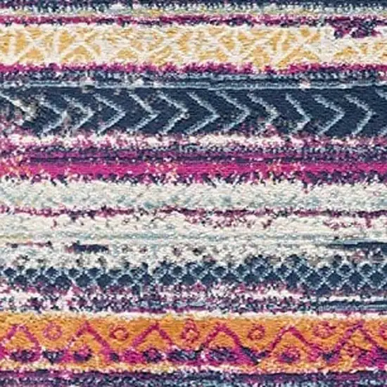 2' X 13' Multicolor Irregular Stripe Boho Runner Rug Photo 5