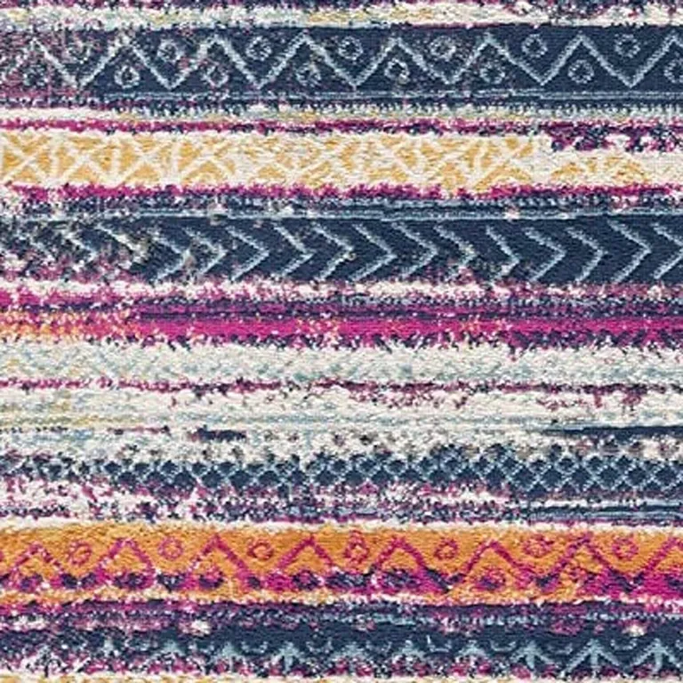 Multicolor Irregular Striped Runner Rug Photo 4