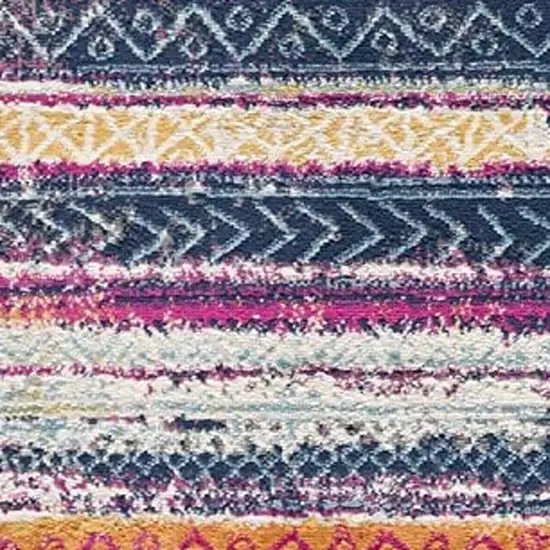 2' X 15' Multicolor Irregular Striped Runner Rug Photo 5
