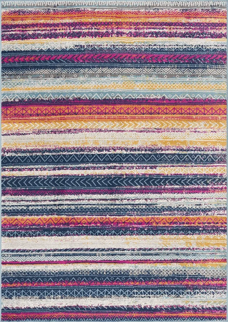 Multicolor Irregular Striped Runner Rug Photo 5