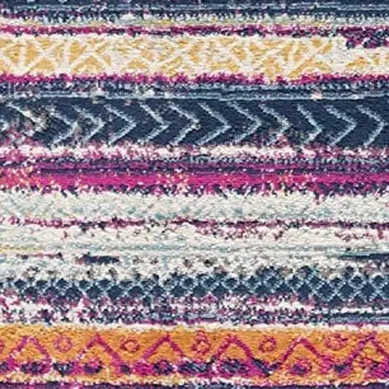 20' Multicolor And Striped Runner Rug Photo 5