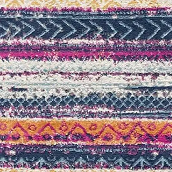 20' Multicolor And Striped Runner Rug Photo 4