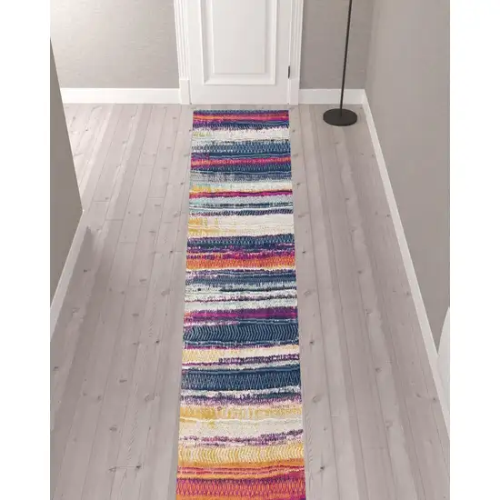 Multicolor Irregular Striped Runner Rug Photo 4