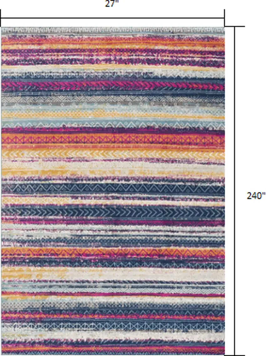 Multicolor Irregular Striped Runner Rug Photo 8