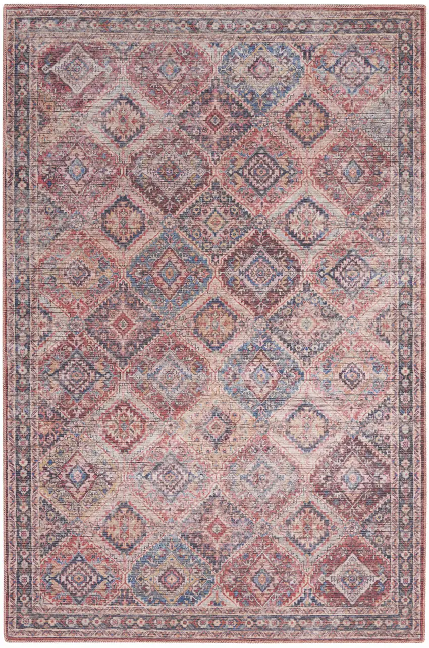 Multicolor Medallion Distressed Washable Area Rug Photo 1