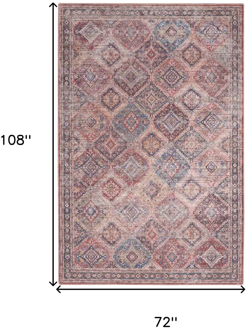 Multicolor Medallion Distressed Washable Area Rug Photo 5