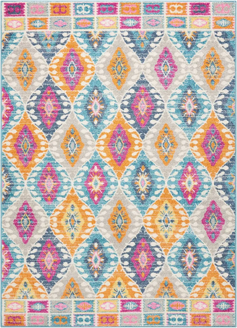 Multicolor Ogee Pattern Area Rug Photo 5