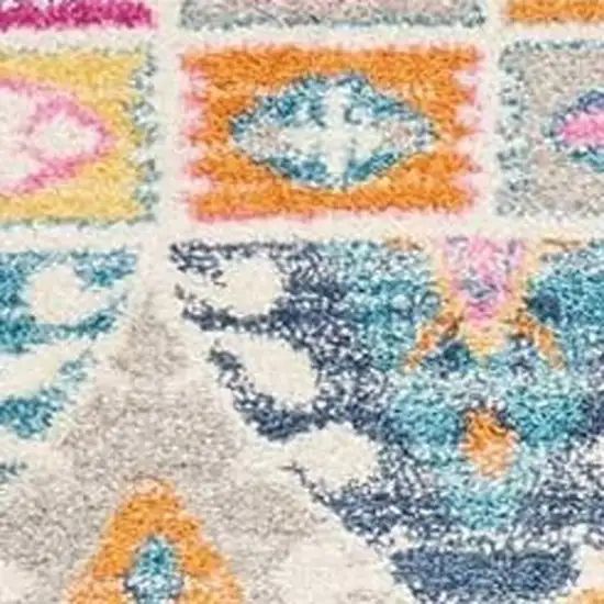 Gray Blue And Orange Ogee Distressed Area Rug Photo 3