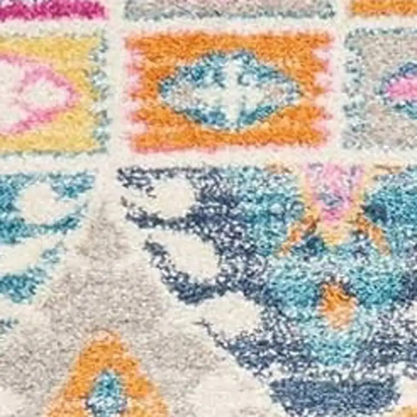 Gray Blue And Orange Ogee Distressed Area Rug Photo 3