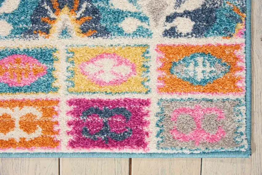 Gray Blue And Orange Ogee Distressed Area Rug Photo 5
