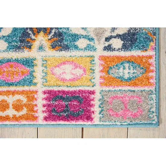 Gray Blue And Orange Ogee Distressed Area Rug Photo 5