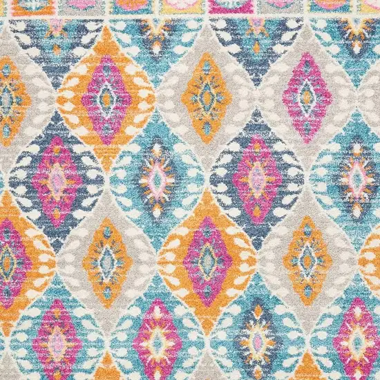 Gray Blue And Orange Ogee Distressed Area Rug Photo 1