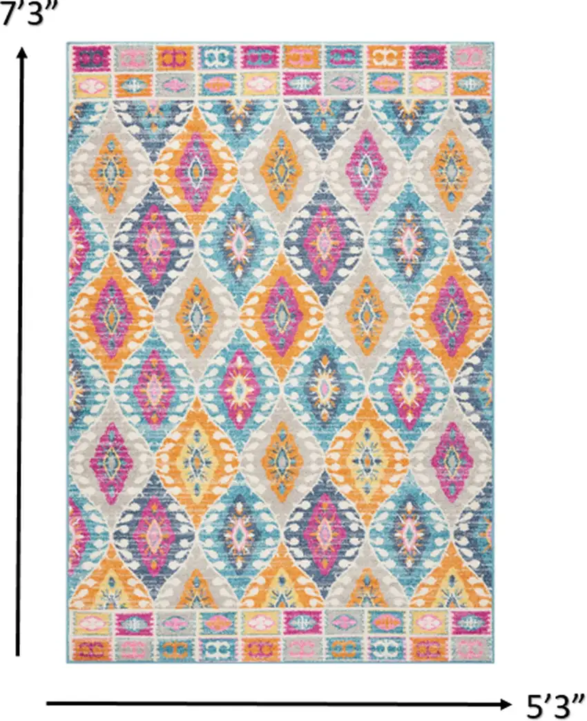 Multicolor Ogee Pattern Area Rug Photo 2