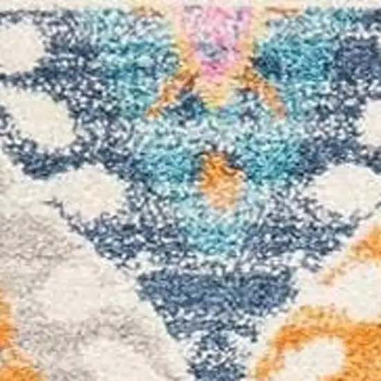 Gray Blue And Orange Ogee Distressed Area Rug Photo 3