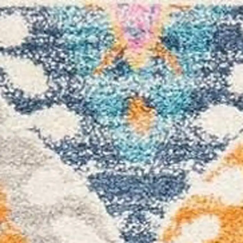 Gray Blue And Orange Ogee Distressed Area Rug Photo 3
