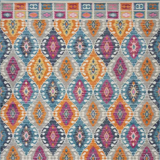 Gray Blue And Orange Ogee Distressed Area Rug Photo 3