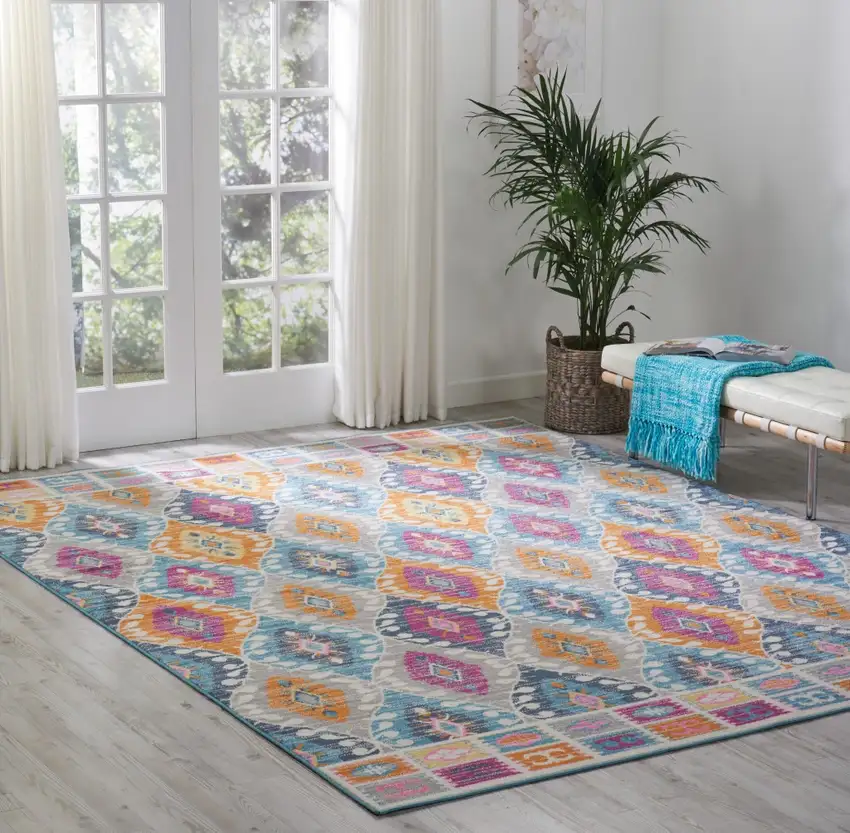 Multicolor Ogee Pattern Area Rug Photo 5