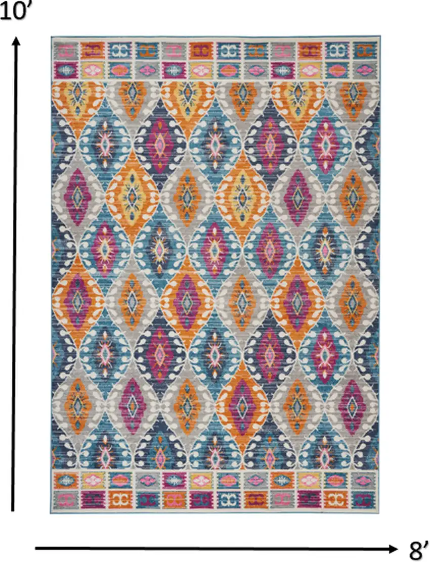 Multicolor Ogee Pattern Area Rug Photo 2