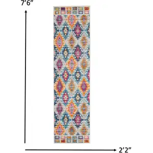 Photo of Multicolor Ogee Pattern Runner Rug