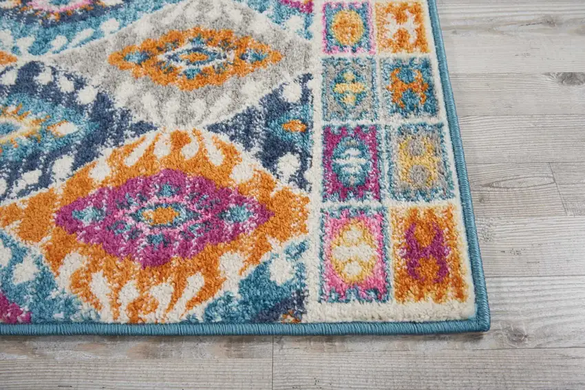Multicolor Ogee Pattern Runner Rug Photo 4