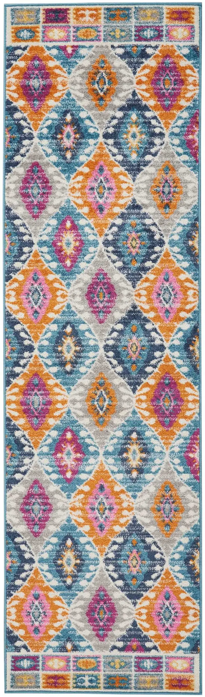Multicolor Ogee Pattern Runner Rug Photo 1