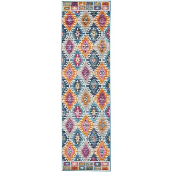 Multicolor Ogee Pattern Runner Rug Photo 1