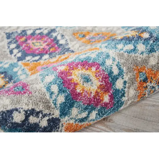 Ivory And Blue Ogee Distressed Area Rug Photo 4