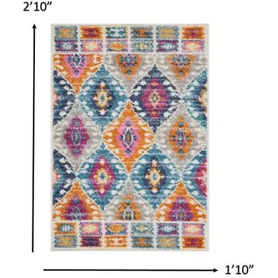 Ivory And Blue Ogee Distressed Area Rug Photo 8