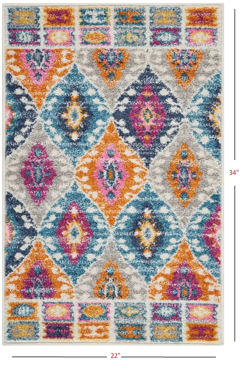 Multicolor Ogee Pattern Scatter Rug Photo 2