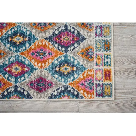 Ivory And Blue Ogee Distressed Area Rug Photo 6