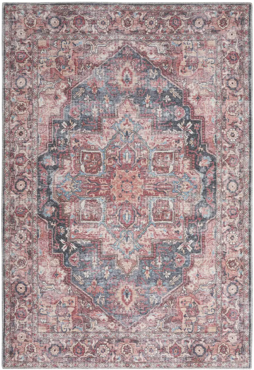 Multicolor Oriental Power Loom Distressed Washable Area Rug Photo 9