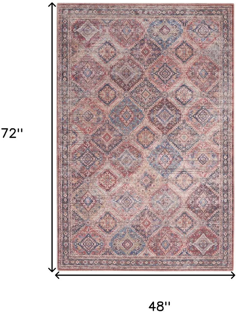Multicolor Oriental Power Loom Distressed Washable Area Rug Photo 5