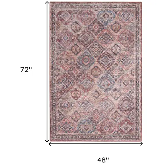 Multicolor Oriental Power Loom Distressed Washable Area Rug Photo 5