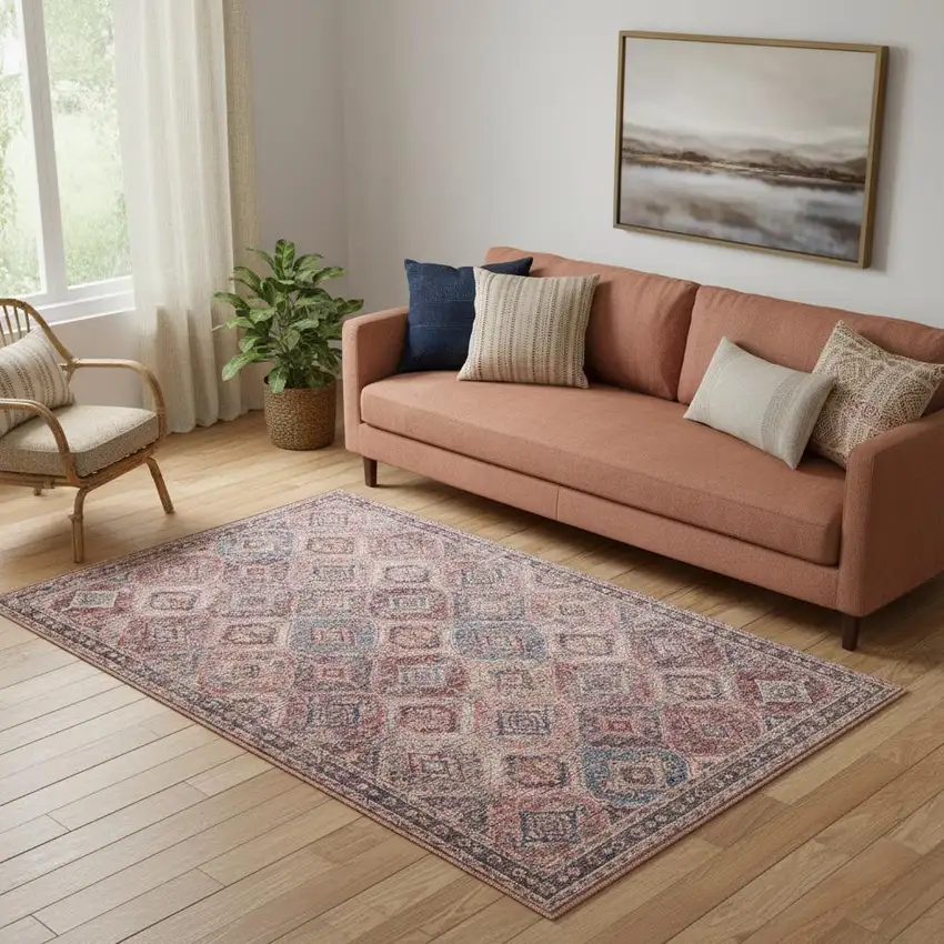 Multicolor Oriental Power Loom Distressed Washable Area Rug Photo 1