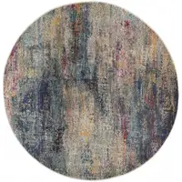 Photo of Multicolor Round Abstract Power Loom Non Skid Area Rug