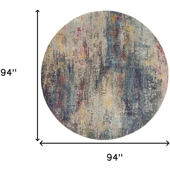 Multicolor Round Abstract Power Loom Non Skid Area Rug Photo 5
