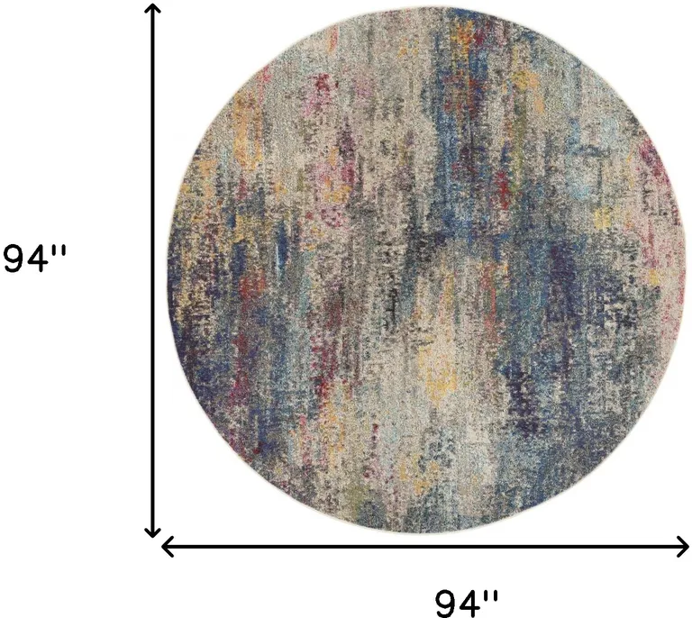 Multicolor Round Abstract Power Loom Non Skid Area Rug Photo 5