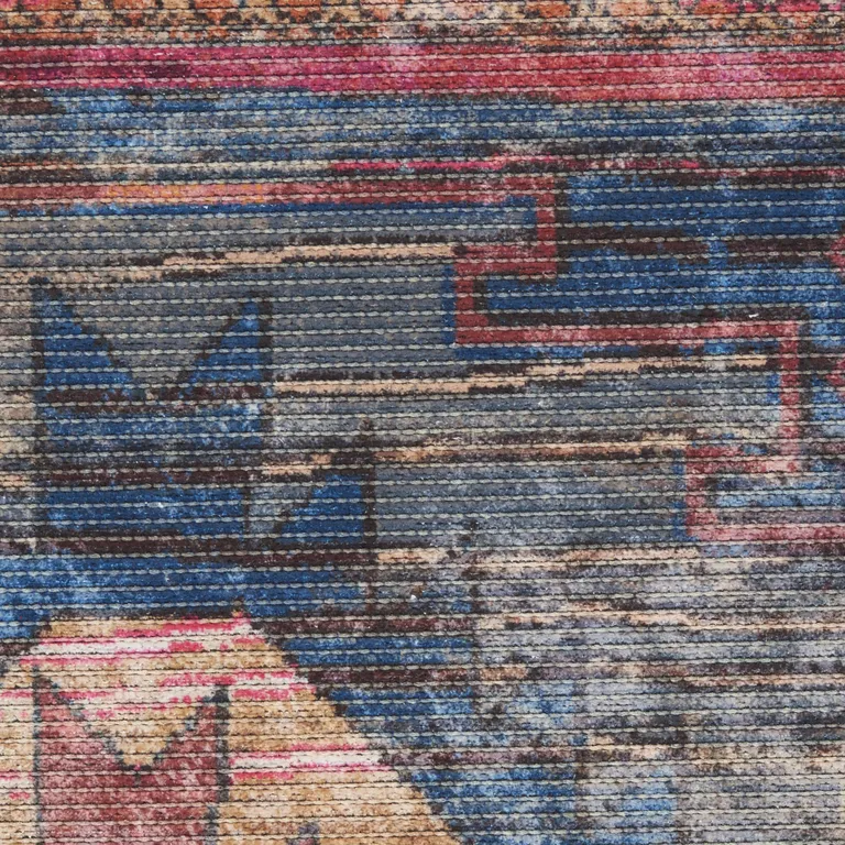 Multicolor Southwestern Power Loom Distressed Washable Area Rug Photo 2