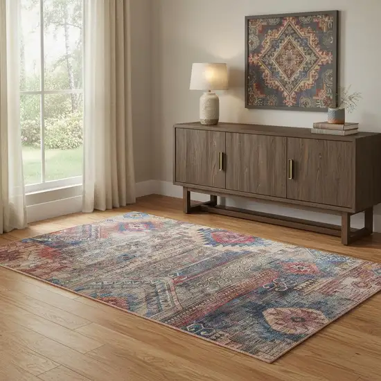 Multicolor Southwestern Power Loom Distressed Washable Area Rug Photo 1